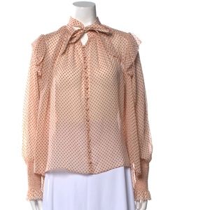 AllSaints polka dot print mock neck blouse